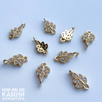 Коннекторы ЛЮКС "Цветок" 13х9 мм, позолота 14 К, цена за штуку