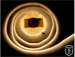 ЛЕНТА светодиодная  COB 2400LED, 24V, ТЕПЛЫЙ  белый (2800-3200к), 48W/5м, 5мм, IP20   (15.0331)  AQ