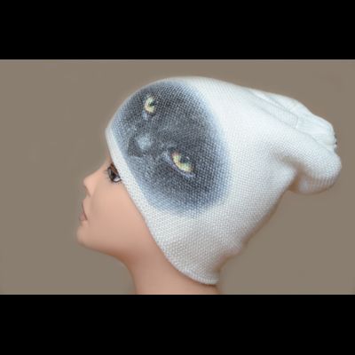 Женская шапка белая с кошкой Vizio Италия 1004 фото