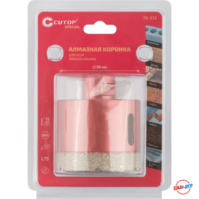 Алмазная универсальная коронка для УШМ Cutop Special 68x15xМ14x75 мм 70-512