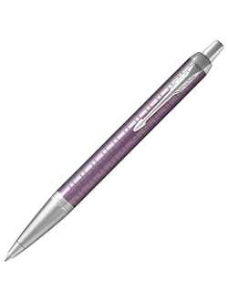 Ручка шариковая PARKER "IM Premium Dark Violet CT", корпус фиолетовый с гравировкой, хромированные детали, синяя, 1931638