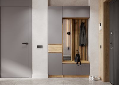 Бостон Лайт Шкаф ШК-001 (1-ств.) Дуб Крафт золотой / Серый шифер