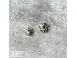 Шапочки "Восьмилистник острый" цвет серебро 7/10 мм, цена за набор 10 штук