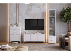 Композиция Гостиной ЗЕФИР Белое дерево/Белый