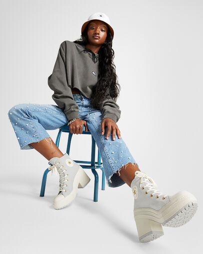 Как носить серые кеды Converse Chuck 70 De Luxe Heel на каблуке A07551C