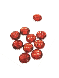 Стразы акриловые пришивные круглые 12 мм, цвет красный 06