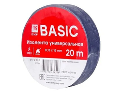 Изолента 15мм х 20 метров синяя EKF