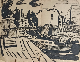 "Летний пейзаж" бумага акварель, гуашь 1950-е годы