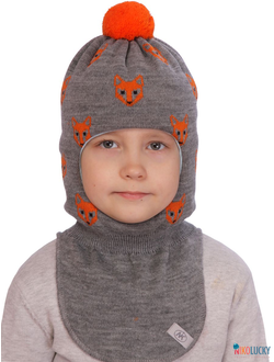 Шапка-шлем  20101-07, цвет серый,оранжевый, р. 52-54