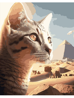 Картина по номерам OK11452 Эксклюзив!!! Кот и египетские перамиды