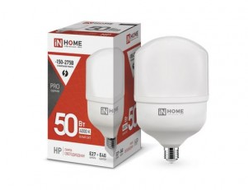 Лампа светодиодная ASD/InHome  высокомощн. E27  50W (4500lm) 4000К 4K 230V с адапт. E40 213x125 HP-PRO 1118