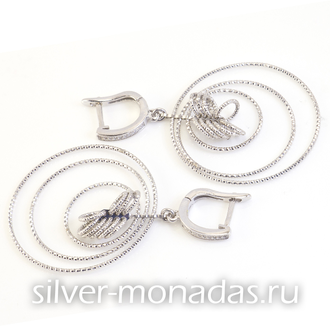 Серьги из серебра 925 пробы с алмазной гранью и фианитами  (BR-234)