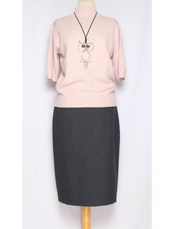 ЮБКА КЛАССИКА "СРЕДНЯЯ ПРЯМАЯ" мелкая клетка серая р.42,44,50