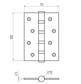 Петля стальная Rucetti универсальная RS 100X70X2.5-4BB AB Цвет - Античная бронза