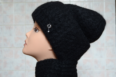 шарф и шапка с отворотом итальянский вязаный комплект женский