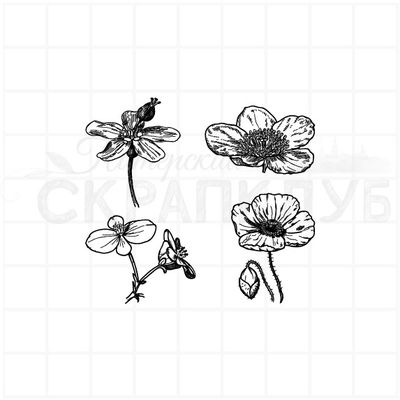 Штампы  четыре цветка,