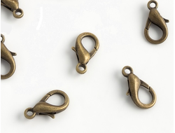 Замок для бус, карабин, цвет бронза, размер 16 мм, цена за 1 шт