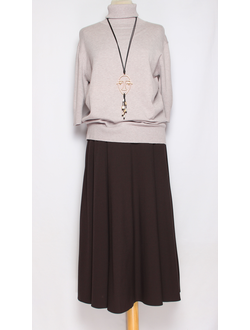 ЮБКА КЛАССИКА "СРЕДНЯЯ СОЛНЦЕ" коричневая р.46,48,50