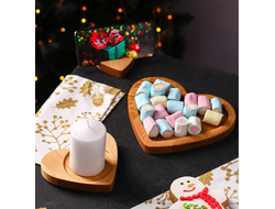 Подарочный набор посуды «Для тебя», тарелка 200х170 мм, подставка под горячее и телефон, берёза