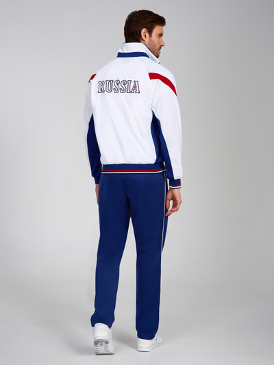Cпортивный костюм мужской с символикой России (10SKM-335/1) (белый)