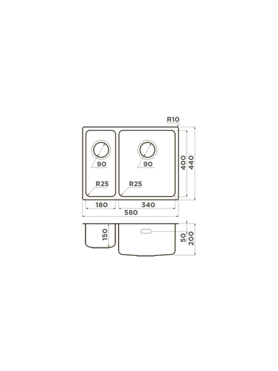 Мойка OMOIKIRI TADZAVA 58-2-U/I IN-R