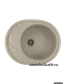 Мойка из искусственного мрамора MIXLINE ML-GM17 мал. овальная с крылом, 465*570мм
