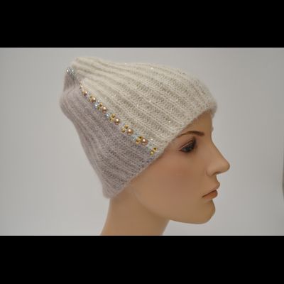 Шапка Vizio 1384 CY белая с бежевым