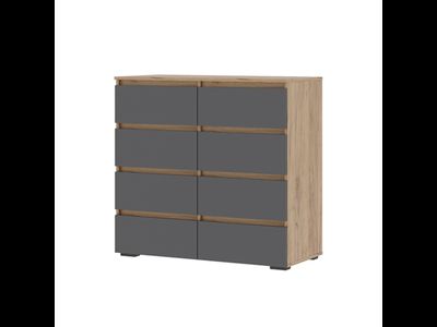 Хелен КМ 04 Комод 8 ящиков 1000х958х465 дуб крафт золотой/графит