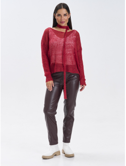 Кофта прозрачная вязаная оверсайз с шарфом