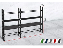Модульный стеллаж для гантелей, гирь и медболов 3080*430*1950 (2 секции)