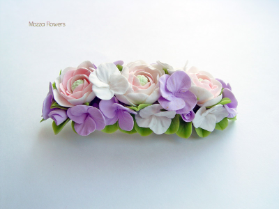 Заколка-автомат с нежной гортензией.