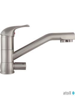 Кран комбинированный (хол/гор + питьевая) atoll NKD0112NP-L (полумат.никель)