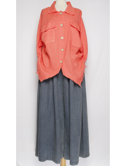 Рубашка-жакет "КЛАПАНЫ ВИНТАЖНАЯ" коралл р.50-58