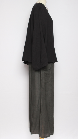 Рубашка Бохо "Муслин без ворота" бежевая, чёрная р.50-60