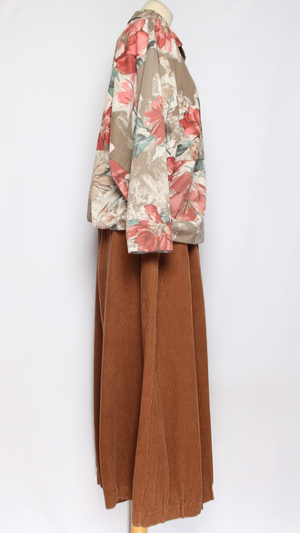 Рубашка вельветовая "Цветная с трикотажем " бежевая