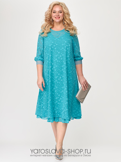 Нарядное шифоновое платье бирюзового цвета