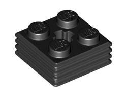 Brick, Modified 2 x 2 x 2/3 Ribbed with Axle Hole, Black (71752 / 6325254)