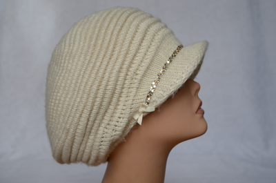 Женская белая вязаная кепка из альпака Vizio 5003 фото итальянских кепок для женщин