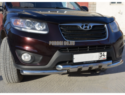 Защита переднего бампера усиленная d60/60 для Hyundai Santa Fe (2010-)