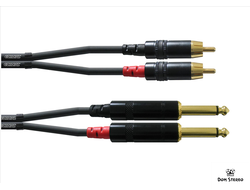 Фото кабеля Cordial CFU 1.5 PC кабель сдвоенный RCA—джек моно 6.3мм male