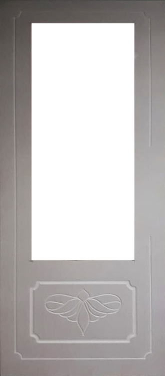 Дверная накладка мдф 16 мм с вырезом под стеклопакет с фрезерованным рисунком снизу и по всему периметру
