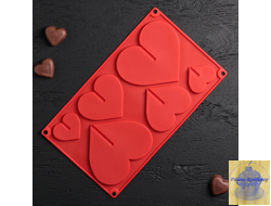 Форма для шоколада 17×29 см «Сердце 3D», 6 ячеек, цвет МИКС