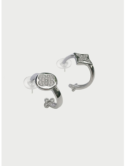 (АРТИКУЛ: 9670/01) СЕРЬГИ ЖЕНСКИЕ, ПОЛУКОЛЬЦА С АССИМЕТРИЕЙ, СЕРЕБРИСТЫЙ МЕТАЛЛ