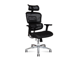 Кресло Kron aluminium black/черный пластик/черная сетка/алюминиевая база