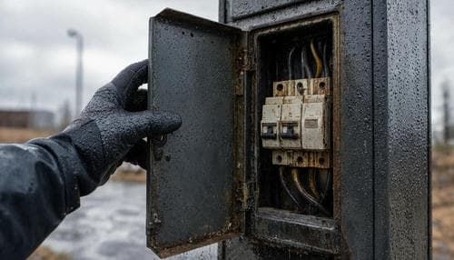 мокрый автомат защиты в цоколе опоры уличного светильника