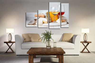 Модульная картина "Сыр с вином"