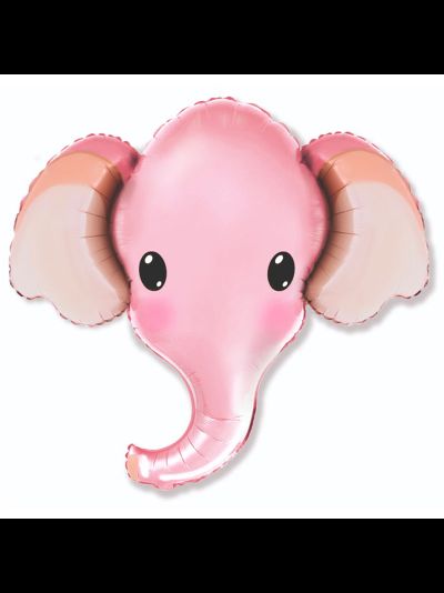 Фольгированный шар с гелием "Голова слоника" розовый 81*99