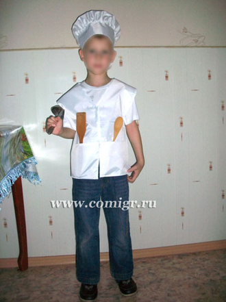 Детский костюм повара №2 (халат, колпак) ткань плащевка