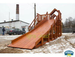 Детская деревянная зимняя горка IgraGrad Snow Fox 5,9 м + Панда Фани Gride Бийск