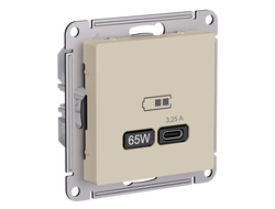 Розетка с USB С высокоскоростная 65 ВТ, песочный - Systeme Electric - AtlasDesign - ATN001227